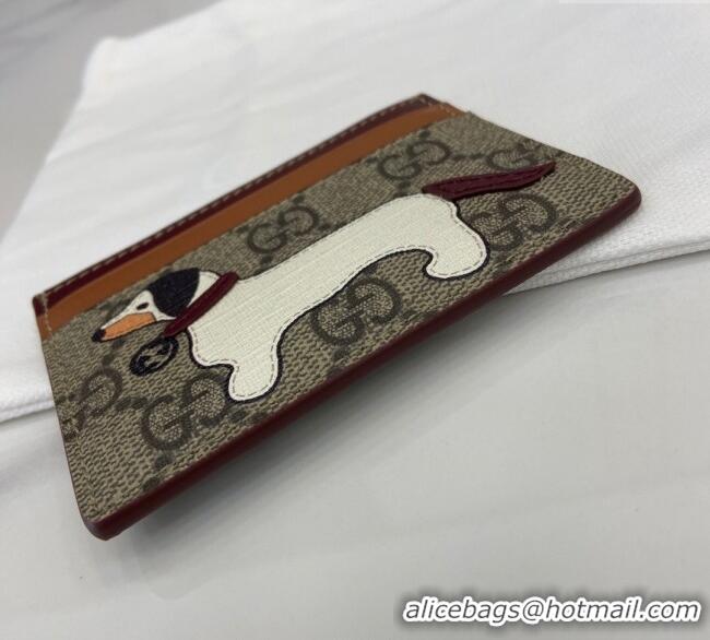 Shop Grade Gucci Bi-Color GG Canvas Card Case Wallet with Dog Detail 818769 2025