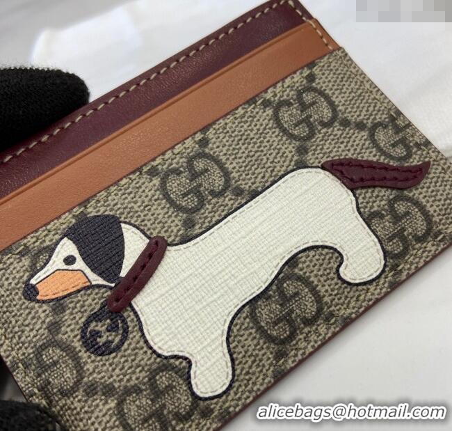 Shop Grade Gucci Bi-Color GG Canvas Card Case Wallet with Dog Detail 818769 2025