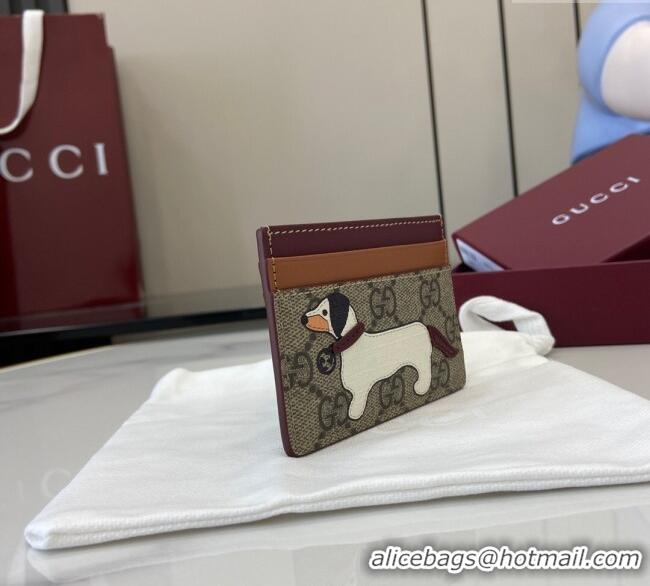 Shop Grade Gucci Bi-Color GG Canvas Card Case Wallet with Dog Detail 818769 2025