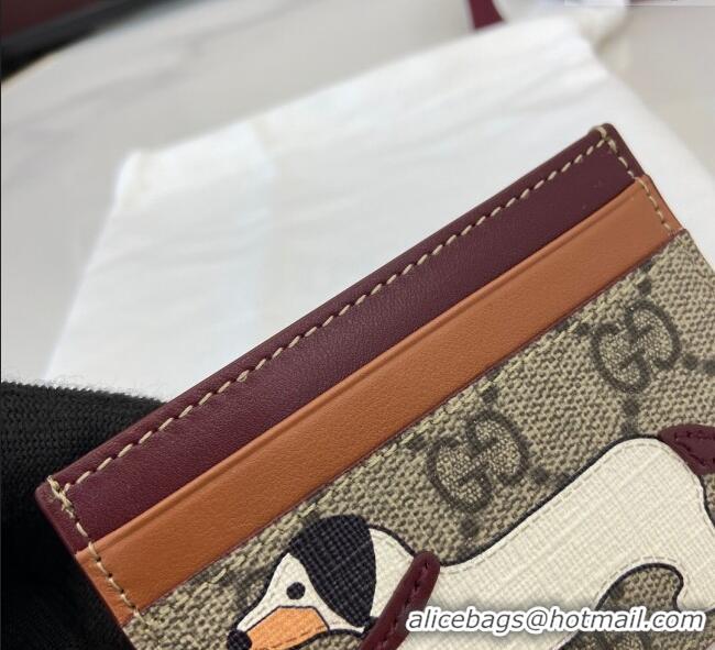 Shop Grade Gucci Bi-Color GG Canvas Card Case Wallet with Dog Detail 818769 2025
