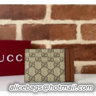 Super Quality Gucci Mens GG Canvas Emblem Card Case Wallet ‎821208 Beige 2025
