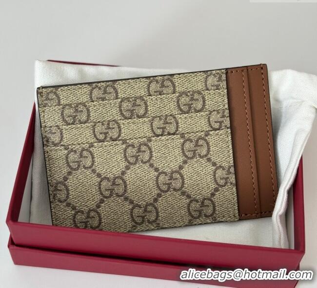 Super Quality Gucci Mens GG Canvas Emblem Card Case Wallet ‎821208 Beige 2025
