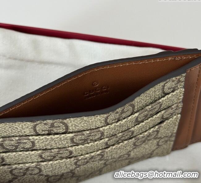 Super Quality Gucci Mens GG Canvas Emblem Card Case Wallet ‎821208 Beige 2025