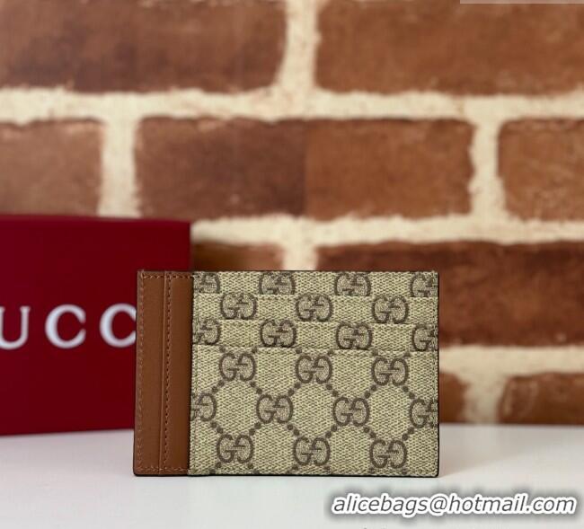 Super Quality Gucci Mens GG Canvas Emblem Card Case Wallet ‎821208 Beige 2025