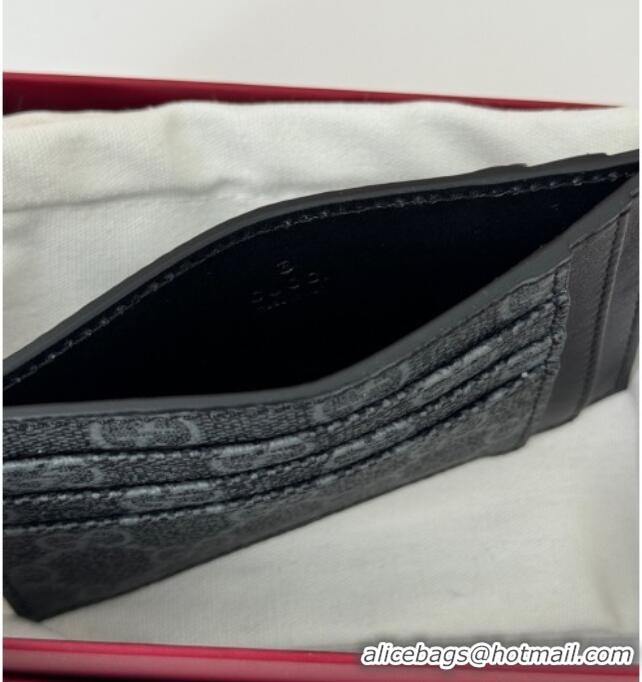 Buy Cheap Gucci Mens GG Canvas Emblem Card Case Wallet 821208 Black 2025