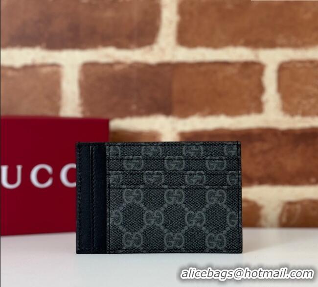 Buy Cheap Gucci Mens GG Canvas Emblem Card Case Wallet 821208 Black 2025