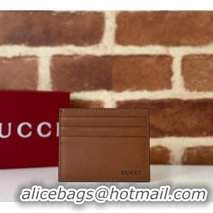 Good Product Gucci Mens GG Emblem Embossed Card Case Wallet 818952 Brown 2025