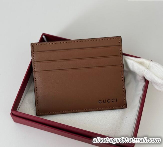 Good Product Gucci Mens GG Emblem Embossed Card Case Wallet 818952 Brown 2025