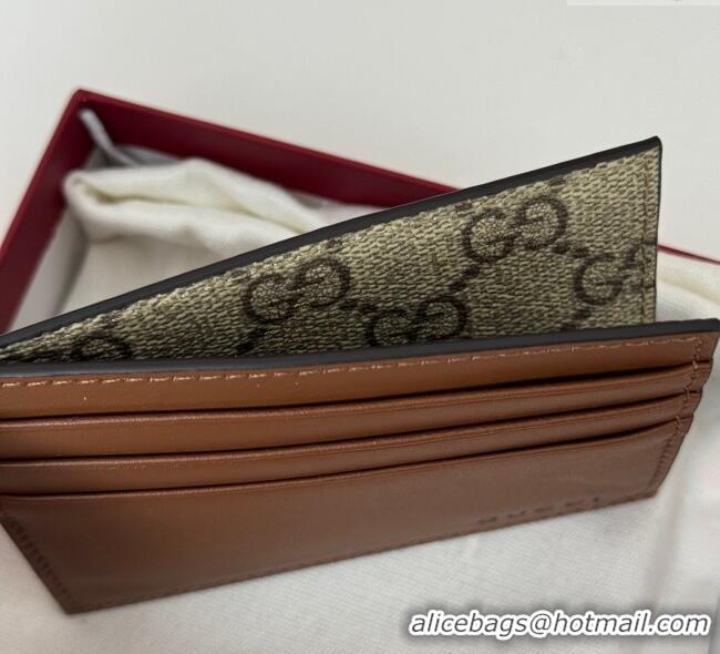 Good Product Gucci Mens GG Emblem Embossed Card Case Wallet 818952 Brown 2025