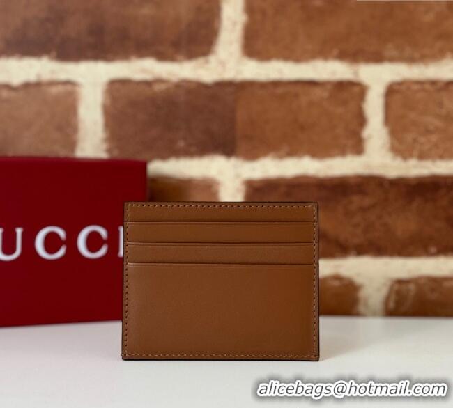 Good Product Gucci Mens GG Emblem Embossed Card Case Wallet 818952 Brown 2025