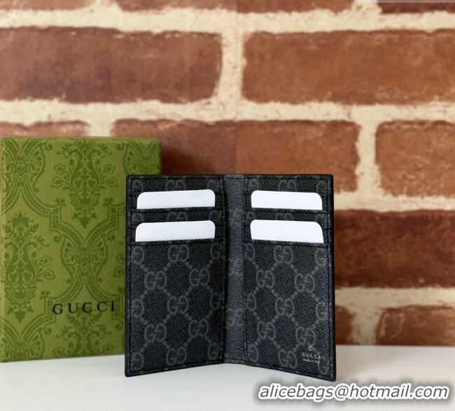 Pretty Style Gucci Mens GG Emblem Bi-Fold Embossed Card Case Wallet 818953 Black 2025