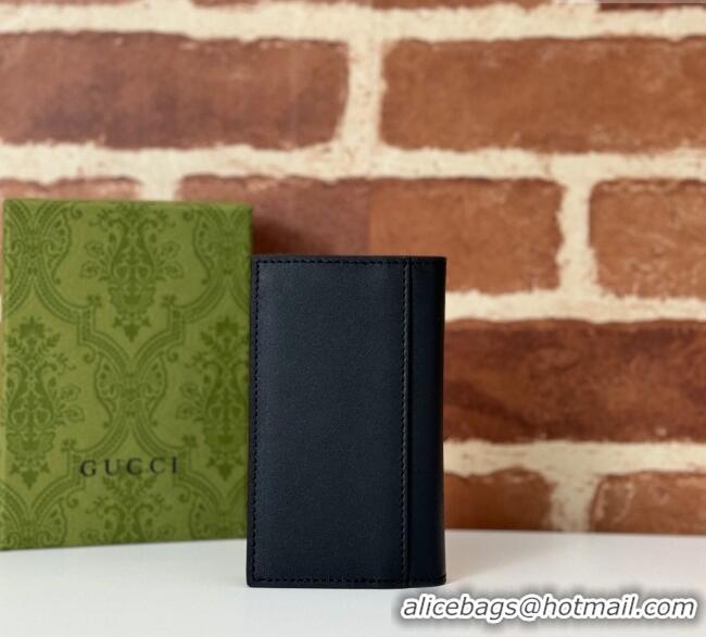 Pretty Style Gucci Mens GG Emblem Bi-Fold Embossed Card Case Wallet 818953 Black 2025