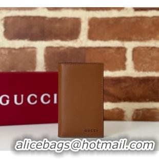 Promotional Gucci Mens GG Emblem Bi-Fold Embossed Card Case Wallet 818953 Brown 2025