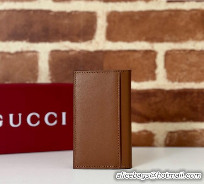 Promotional Gucci Mens GG Emblem Bi-Fold Embossed Card Case Wallet 818953 Brown 2025