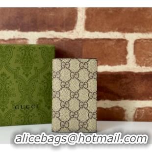 Big Discount Gucci Mens GG Emblem Bi-Fold Card Case Wallet 821209 Beige 2025