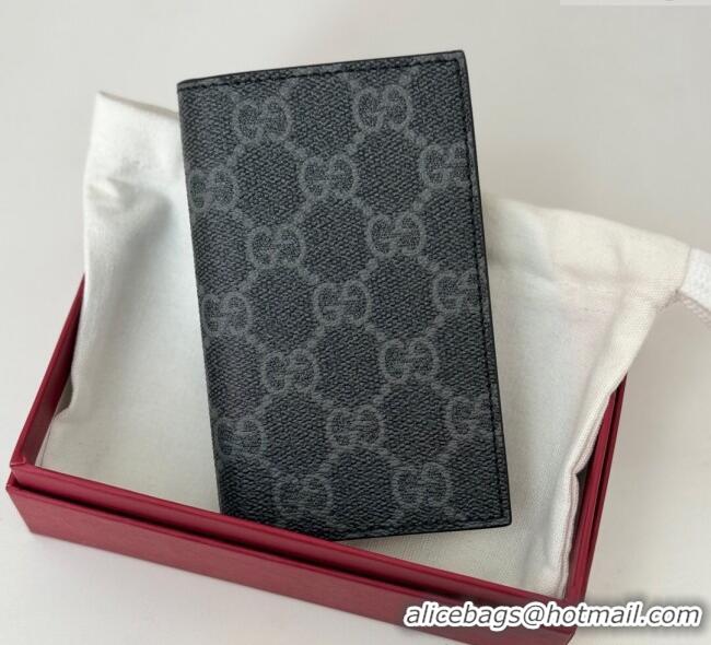 Good Quality Gucci Mens GG Emblem Bi-Fold Card Case Wallet 821209 Black 2025