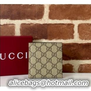 Big Discount Gucci Mens GG Emblem Bi-Fold Wallet 821206 Beige 2025