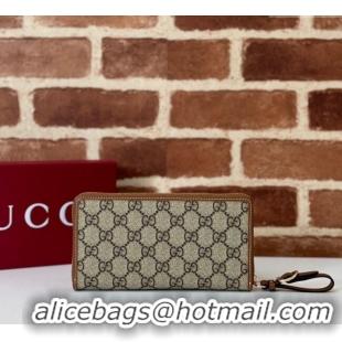 Most Popular Gucci GG Canvas Emblem Zip Around Wallet 819122 Brown 2025