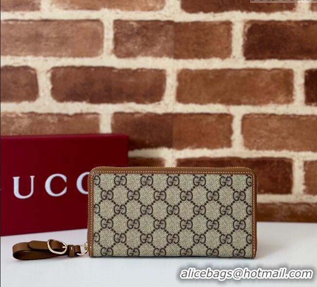 Most Popular Gucci GG Canvas Emblem Zip Around Wallet 819122 Brown 2025