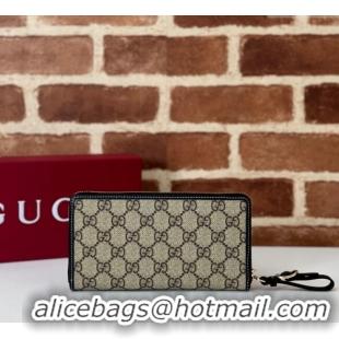 Best Quality Gucci GG Canvas Emblem Zip Around Wallet 819122 Black 2025