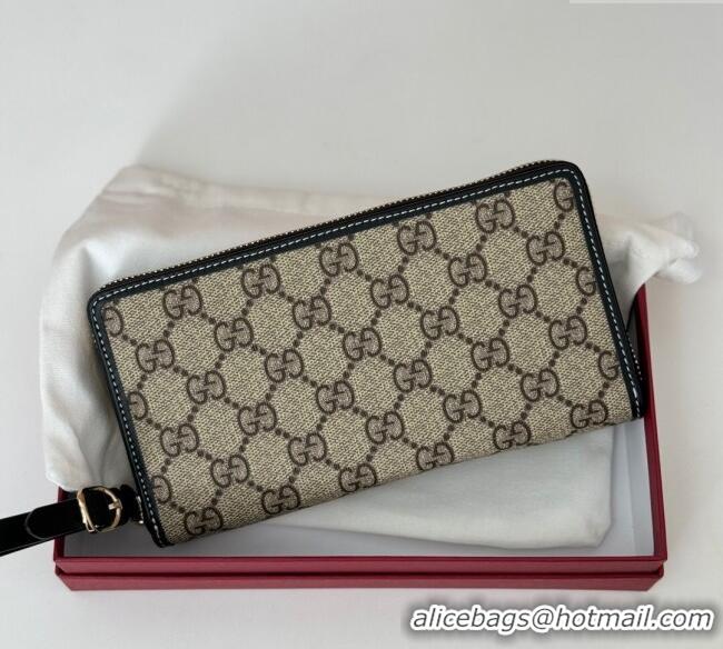 Best Quality Gucci GG Canvas Emblem Zip Around Wallet 819122 Black 2025
