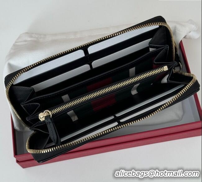 Best Quality Gucci GG Canvas Emblem Zip Around Wallet 819122 Black 2025