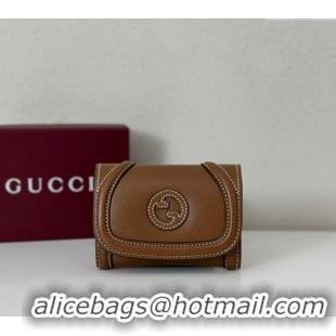 Fashion Discount Gucci Blondie Wallet in Calf Leather 818811 Brown 2025