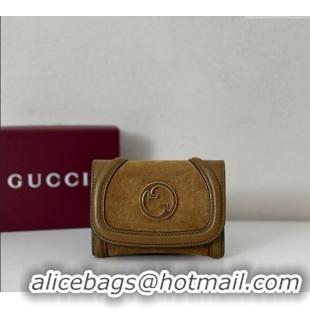 Unique Grade Gucci Blondie Wallet in 818811 Brown Suede 2025