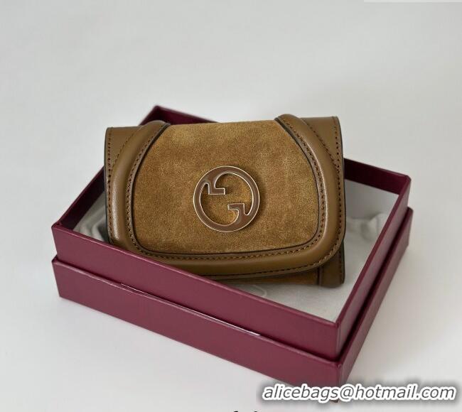 Unique Grade Gucci Blondie Wallet in 818811 Brown Suede 2025