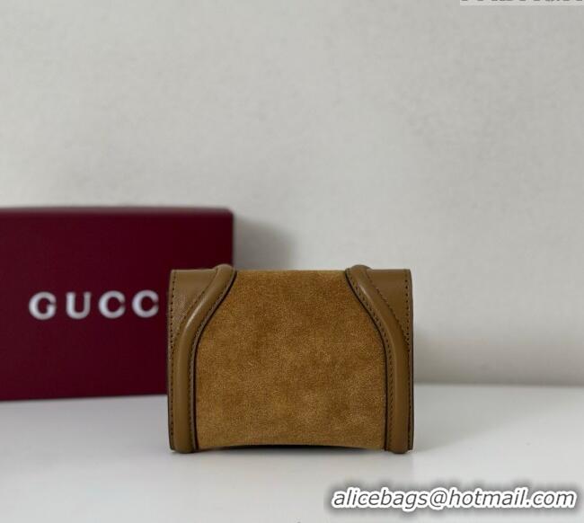 Unique Grade Gucci Blondie Wallet in 818811 Brown Suede 2025