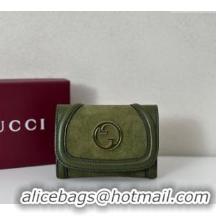Famous Brand Gucci Blondie Wallet in 818811 Green Suede 2025