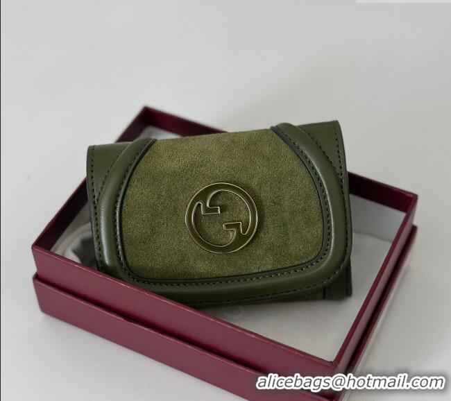 Famous Brand Gucci Blondie Wallet in 818811 Green Suede 2025