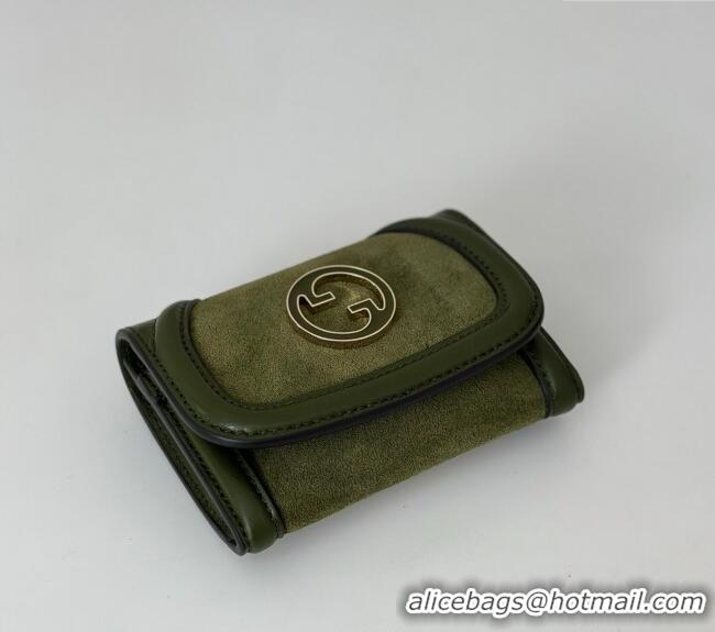 Famous Brand Gucci Blondie Wallet in 818811 Green Suede 2025