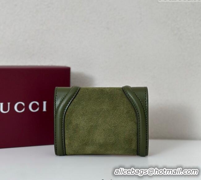 Famous Brand Gucci Blondie Wallet in 818811 Green Suede 2025