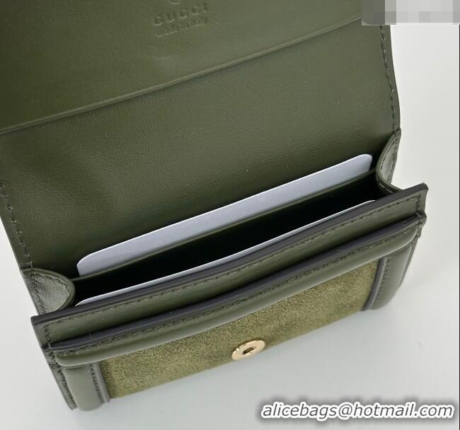 Famous Brand Gucci Blondie Wallet in 818811 Green Suede 2025