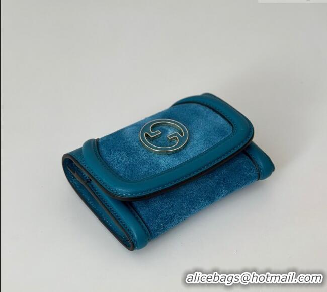 Top Quality Gucci Blondie Wallet in 818811 Blue Suede 2025