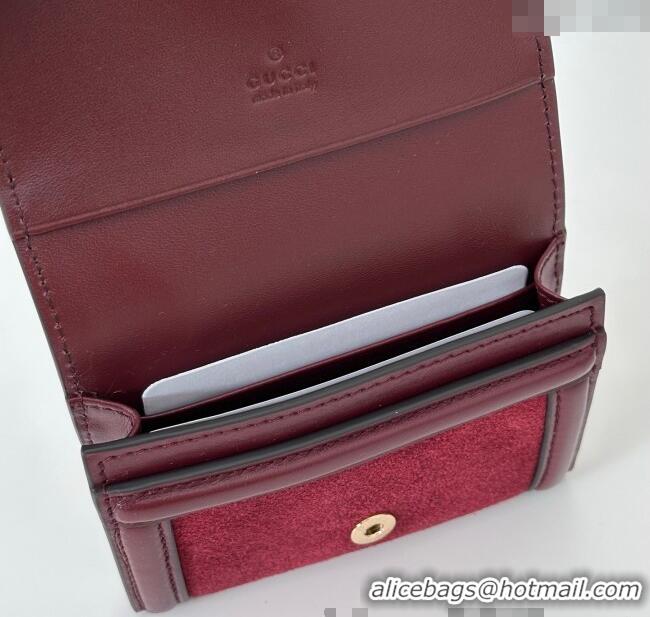 Buy Discount Gucci Blondie Wallet in 818811 Burgundy Suede 2025
