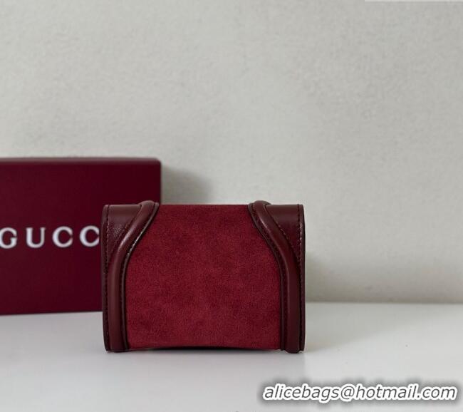 Buy Discount Gucci Blondie Wallet in 818811 Burgundy Suede 2025