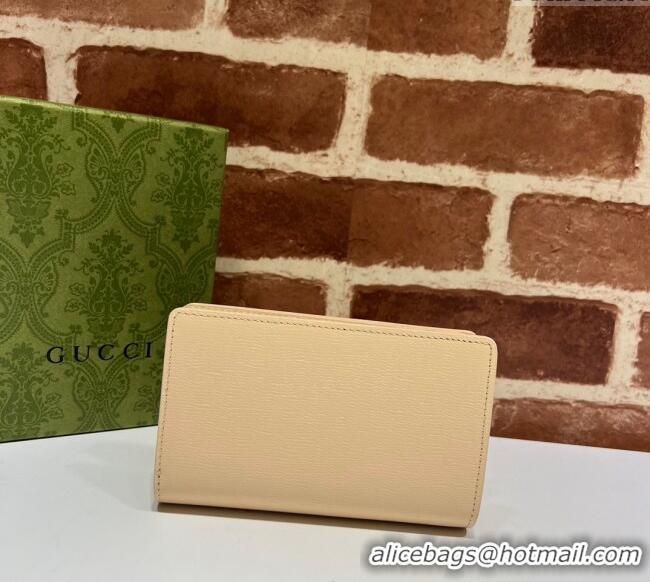 Promotional Gucci Leather Card case wallet with Gucci script 772640 Cream Beige 2025