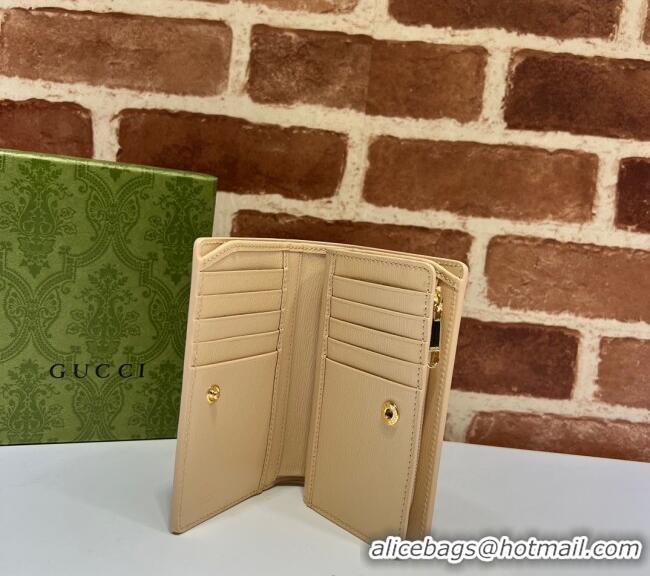 Promotional Gucci Leather Card case wallet with Gucci script 772640 Cream Beige 2025