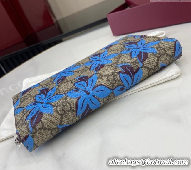Promotional Gucci GG Canvas Zip Around Wallet with Blue Flower Print 841150 2025