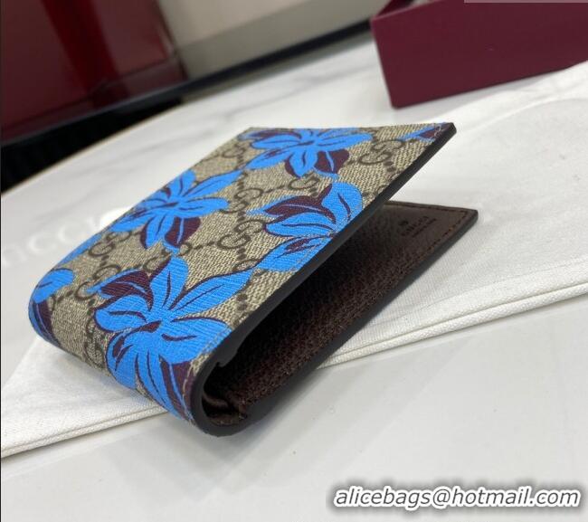 Best Price Gucci Bi-Fold GG Canvas Wallet with Blue Flower Print 841146 2025