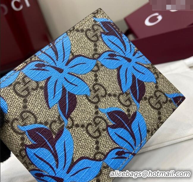 Best Price Gucci Bi-Fold GG Canvas Wallet with Blue Flower Print 841146 2025