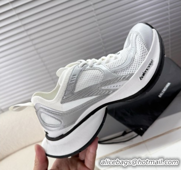 Durable Balenciaga Circuit Sneakers in Mesh White/Silver 0604064