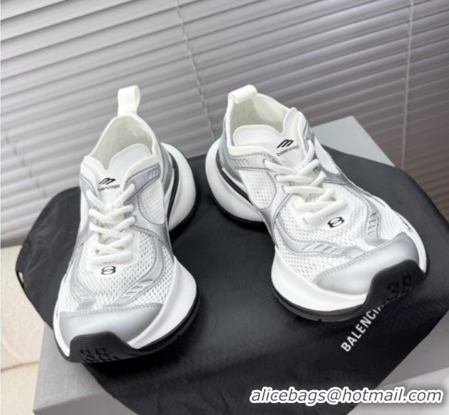 Durable Balenciaga Circuit Sneakers in Mesh White/Silver 0604064
