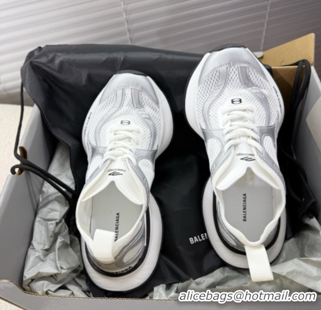 Durable Balenciaga Circuit Sneakers in Mesh White/Silver 0604064