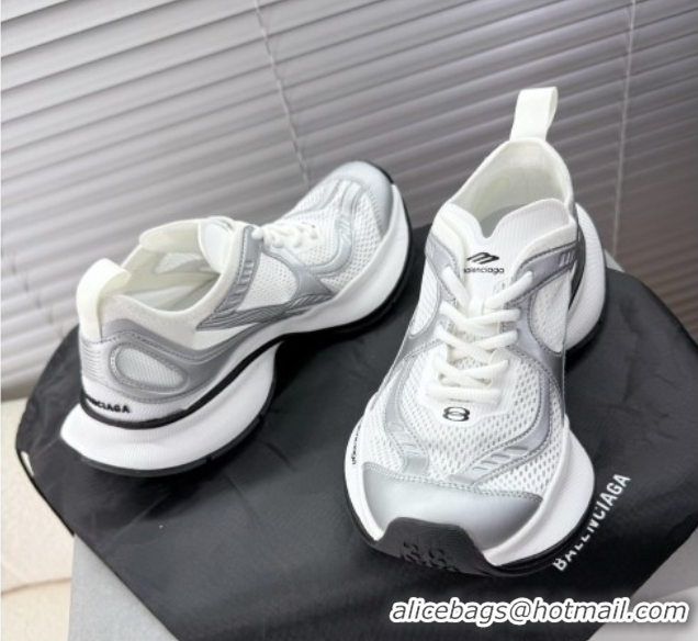 Durable Balenciaga Circuit Sneakers in Mesh White/Silver 0604064