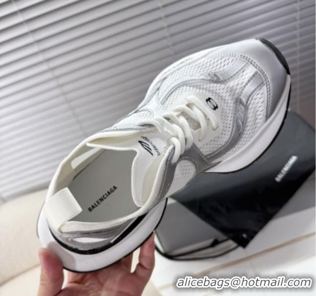 Durable Balenciaga Circuit Sneakers in Mesh White/Silver 0604064