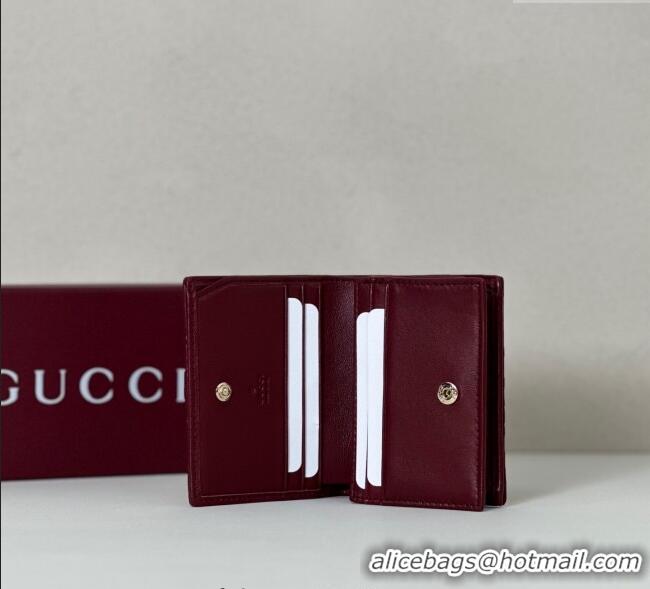 New Cheap Gucci GG Marmont Leather Small Wallet 466492 Ancora Red 2025
