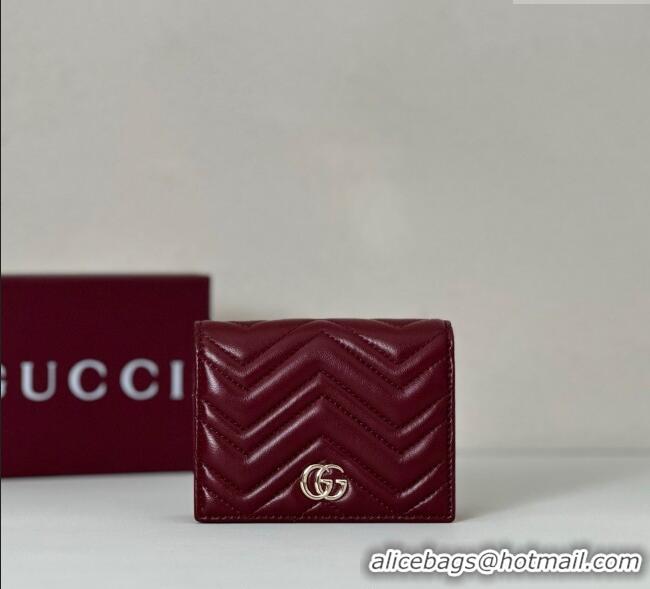 New Cheap Gucci GG Marmont Leather Small Wallet 466492 Ancora Red 2025